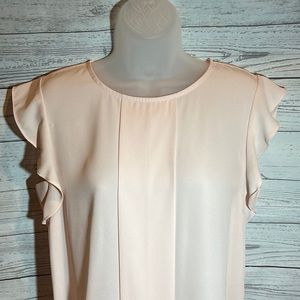 The Limited blush pink boxy blouse. Ruffle sleeves wide pleat. Slits on sides S